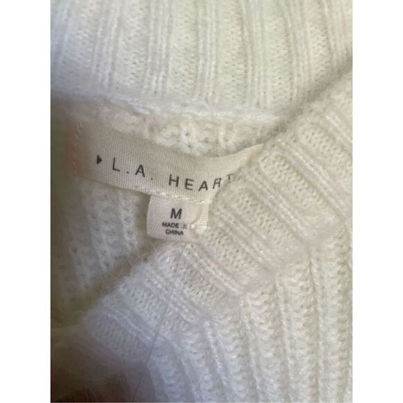 NWT LA Hearts PAC Sun Tri Color Block Fuzzy Knit Cropped Sweater Size M - Picture 5 of 12